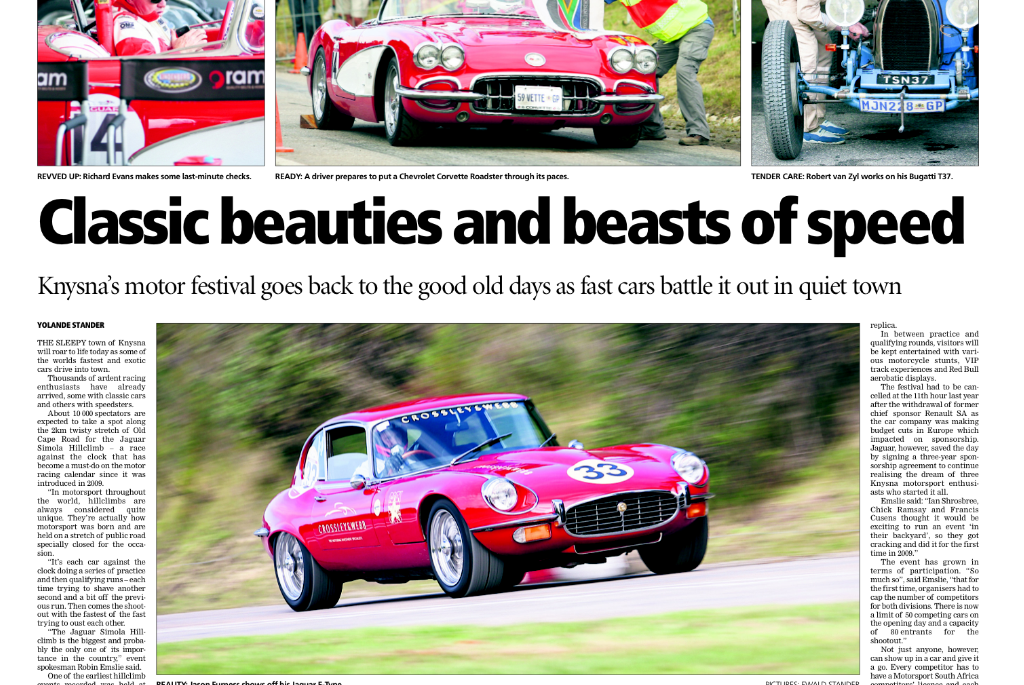 Crossley & Webb's Jaguar E Type 1st In Class At Knysna Hillclimb